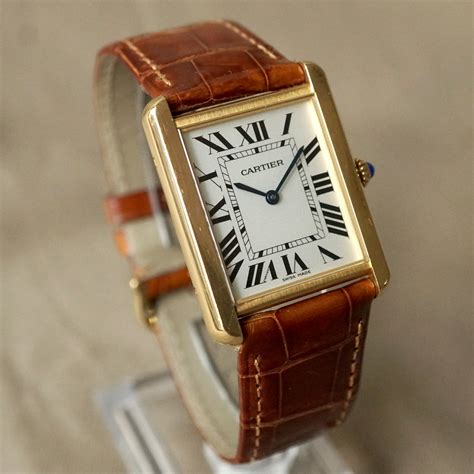 cartier tank gold mens|cartier tank solo large gold.